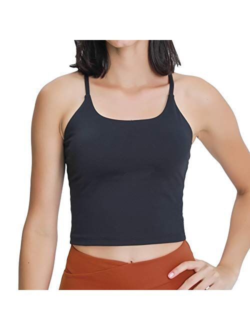 Lemedy Strappy Back Tank Top for Women with Built in Bra Workout Yoga Shirts