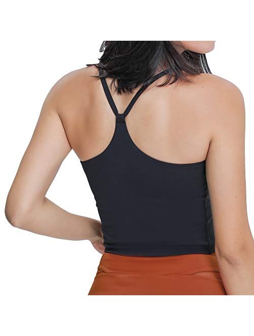 Lemedy Strappy Back Tank Top for Women with Built in Bra Workout Yoga Shirts