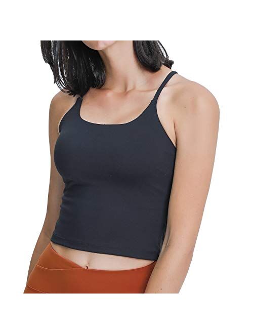 Lemedy Strappy Back Tank Top for Women with Built in Bra Workout Yoga Shirts