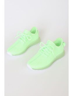 Jenney Neon Green Knit Sneakers