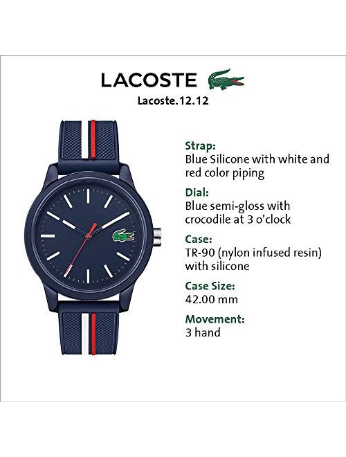 Lacoste Men's Lacoste.12.12 Quartz Watch with Silicone Strap, Multiple Color, 20 (Model: 2011070)