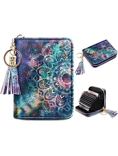 Women's Small Credit Card Wallet RFID Glitter Cute Credit Card Holder Wallets for Women