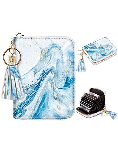 Women's Small Credit Card Wallet RFID Glitter Cute Credit Card Holder Wallets for Women