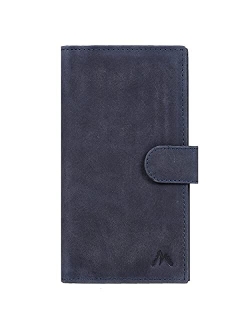 Slim Leather Checkbook Cover For Men & Women- RFID Wallet 6 Credit Cards 1 ID & Pen Holder