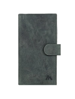 Slim Leather Checkbook Cover For Men & Women- RFID Wallet 6 Credit Cards 1 ID & Pen Holder