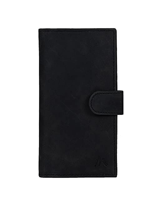 Slim Leather Checkbook Cover For Men & Women- RFID Wallet 6 Credit Cards 1 ID & Pen Holder