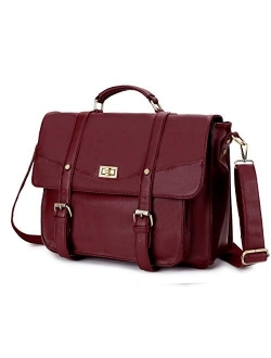 Briefcase for Women,14 Inch Laptop Messenger Bag PU Leather Top Handle Shoulder Bag Satchel