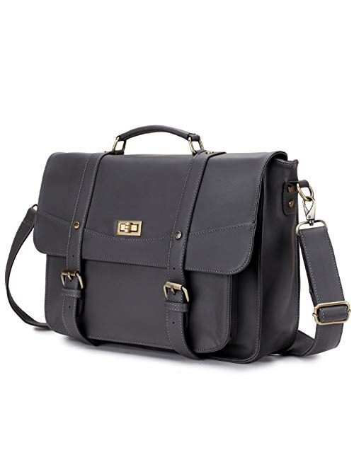 Briefcase for Women,14 Inch Laptop Messenger Bag PU Leather Top Handle Shoulder Bag Satchel