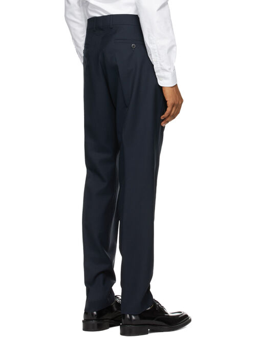 AMI Alexandre Mattiussi Navy Wool Cigarette Trousers