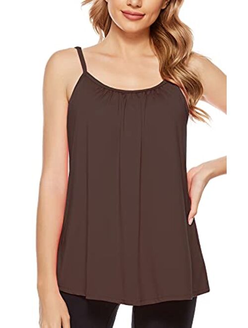 Women Camisole with Built in Shelf Bra Spaghetti Strap Vest Padded Tank Tops