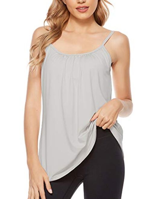 jonivey Women Camisole with Removable Shelf Bra Spaghetti Straps Lounge Padded Cami Tank Top