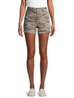 Women's High Rise 5 Button Denim Shorts