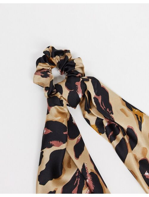 My Accessories London multi way bandana and scrunchie in leopard satin