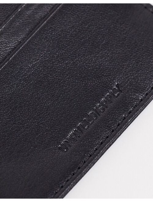 ASOS DESIGN leather card holder in black with deboss