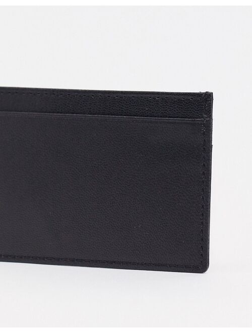 ASOS DESIGN leather card holder in black with deboss