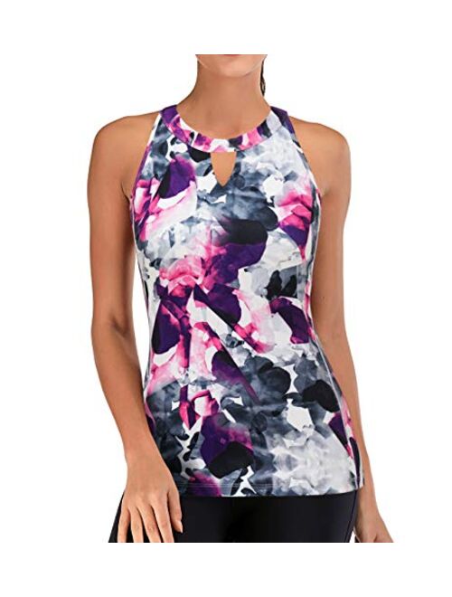 Aonour Womens Tank Tops with Built in Bra Basic Athletic Tanks Yoga Undershirt Sleeveless Exercise Tops