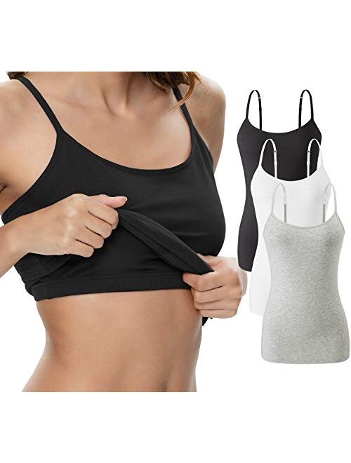 Vislivin Womens Cotton Camisole Adjustable Strap Tank Tops with Shelf Bra Stretch Undershirts