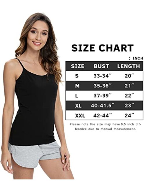 Vislivin Womens Cotton Camisole Adjustable Strap Tank Tops with Shelf Bra Stretch Undershirts