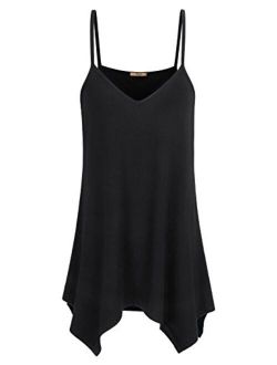 Miusey Womens Handkerchief Hem Flowy Top Casual Summer Spaghetti Strap Camisoles Tank