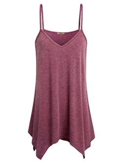 Miusey Womens Handkerchief Hem Flowy Top Casual Summer Spaghetti Strap Camisoles Tank