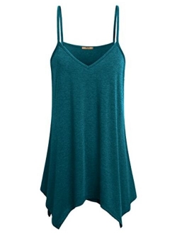 Miusey Womens Handkerchief Hem Flowy Top Casual Summer Spaghetti Strap Camisoles Tank