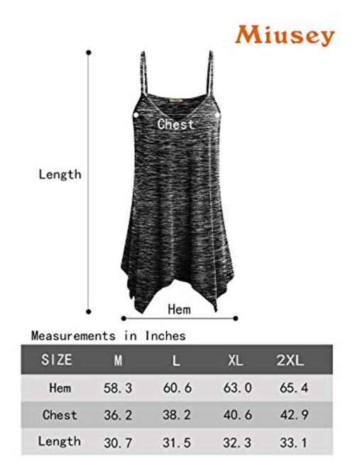 Miusey Womens Handkerchief Hem Flowy Top Casual Summer Spaghetti Strap Camisoles Tank