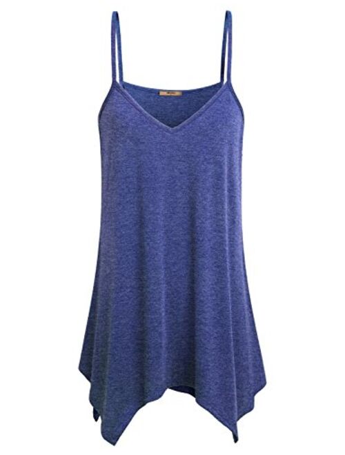 Miusey Womens Handkerchief Hem Flowy Top Casual Summer Spaghetti Strap Camisoles Tank