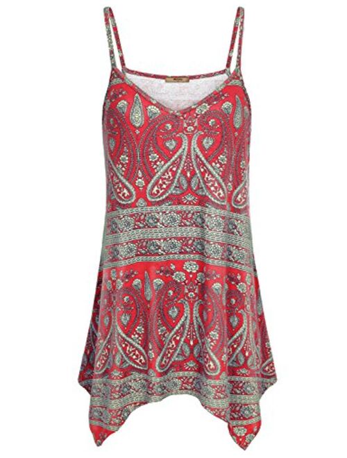 Miusey Womens Handkerchief Hem Flowy Top Casual Summer Spaghetti Strap Camisoles Tank