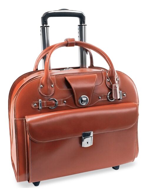 McKlein Edgebrook Leather Wheeled Laptop Briefcase