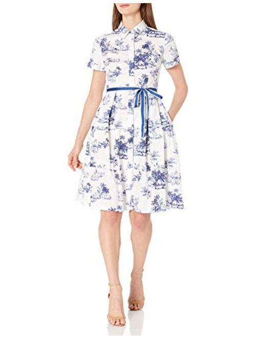 Donna Morgan Women's Short Sleeve Poplin Shirt Dress