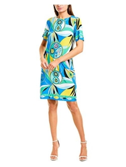 Women's Short Sleeve Printed Jersey Shift Dress