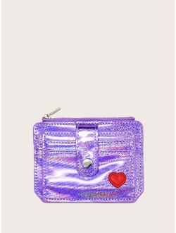 Glitter Snap Button Purse With Card Holder