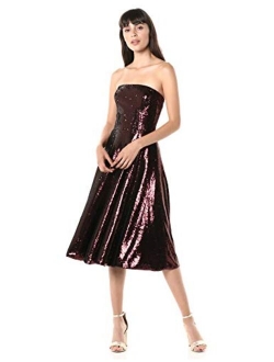 Dress the Population Women's Ruby Strapless Fit & Flare Sequin Midi Dress