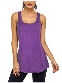 Cestyle Womens Workout Sports Yoga Racerback Tank Tops with Built in Bra Activewear