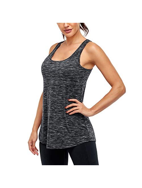 Cestyle Womens Workout Sports Yoga Racerback Tank Tops with Built in Bra Activewear