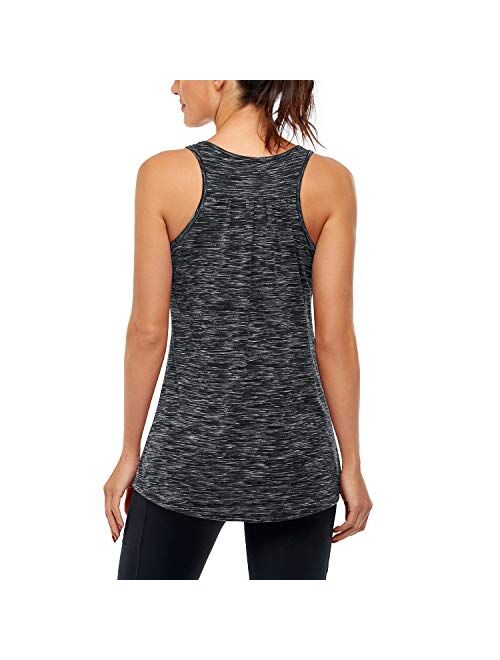 Cestyle Womens Workout Sports Yoga Racerback Tank Tops with Built in Bra Activewear