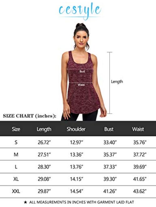 Cestyle Womens Workout Sports Yoga Racerback Tank Tops with Built in Bra Activewear