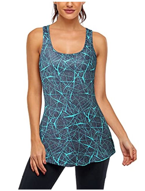 Cestyle Womens Workout Sports Yoga Racerback Tank Tops with Built in Bra Activewear