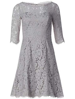 Women's Quarter Length Sleeve Lace Fit and Flare Dress