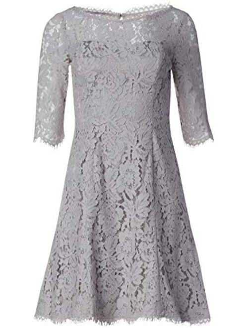 Eliza J Women's Quarter Length Sleeve Lace Fit and Flare Dress