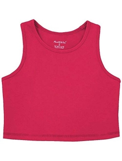 Move With You Women's Crop Tank Tops Longline Sports Bra with Built-in Bra Workout Running