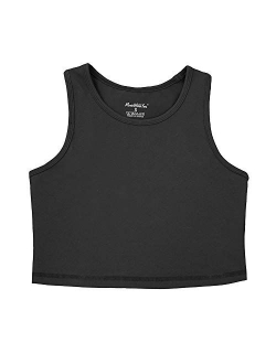 Move With You Women's Crop Tank Tops Longline Sports Bra with Built-in Bra Workout Running