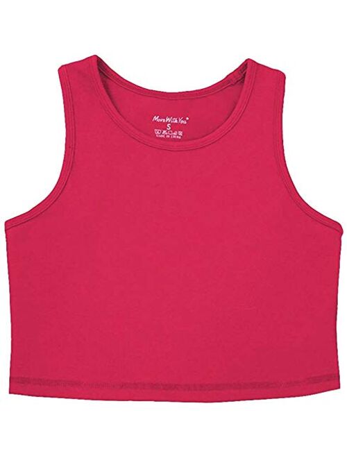 Move With You Women's Crop Tank Tops Longline Sports Bra with Built-in Bra Workout Running