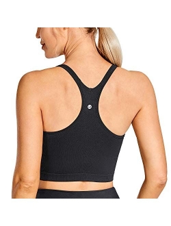 Women's Longline Sports Bra Padded Wireless Racerback Yoga Bras Crop Tank Tops