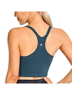 Women's Longline Sports Bra Padded Wireless Racerback Yoga Bras Crop Tank Tops