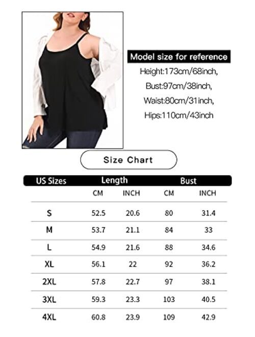 Women's Cami with Built in Bra Cup Casual Flowy Swing Pleated Tank Top with Adjustable Strap (S-4XL)