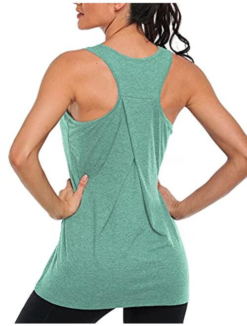 SeSe Code Womens Workout Shirts Sports Racerback Tank Tops with Built in Bra