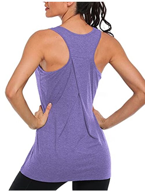 SeSe Code Womens Workout Shirts Sports Racerback Tank Tops with Built in Bra