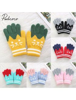 pudcoco 2019 Brand New Child Kids Baby Girls Boys Winter Knitted Gloves Cartoon Warm Mittens Toddlers Outdoor Cartoon Cats Cute Gloves