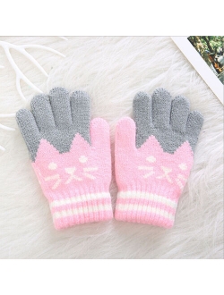 pudcoco 2019 Brand New Child Kids Baby Girls Boys Winter Knitted Gloves Cartoon Warm Mittens Toddlers Outdoor Cartoon Cats Cute Gloves